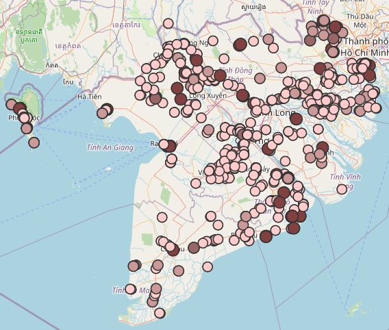 Vị trí các điểm xả thải được cấp phép